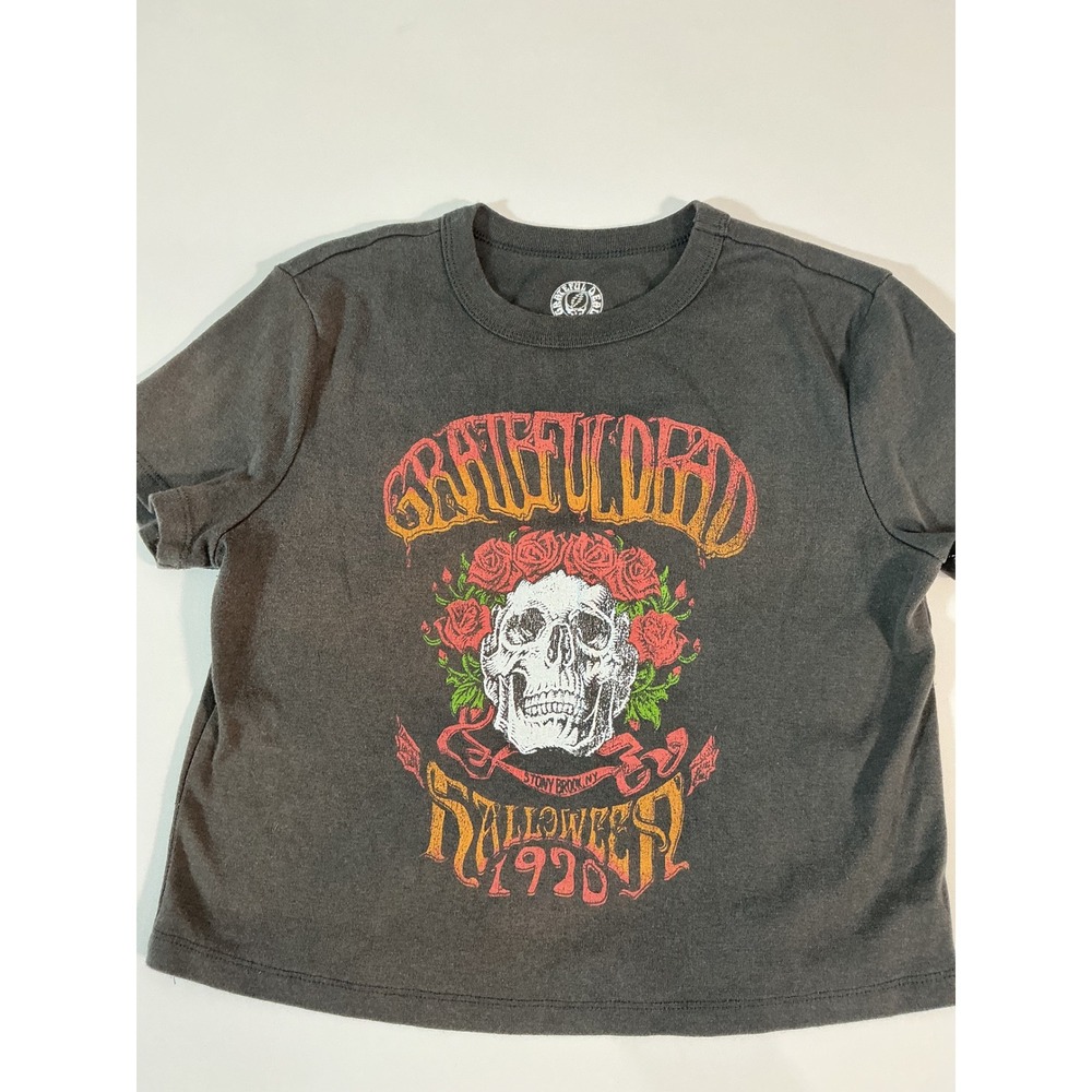 Grateful Dead Halloween 1970 Stony Brook Cropped Baby Tee Gray Size S